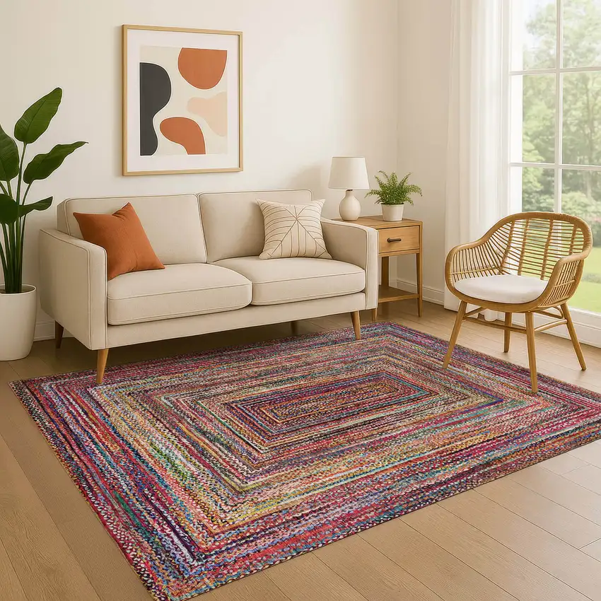 Rust Blue And Gold Geometric Washable Area Rug With UV Protection Photo 4