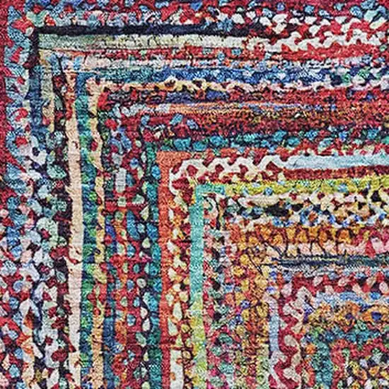 Rust Blue And Gold Geometric Washable Area Rug With UV Protection Photo 2