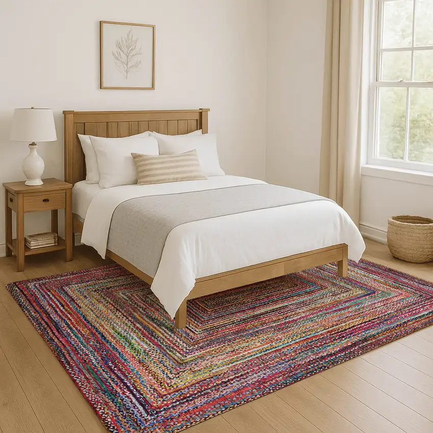 Rust Blue And Gold Geometric Washable Area Rug With UV Protection Photo 4