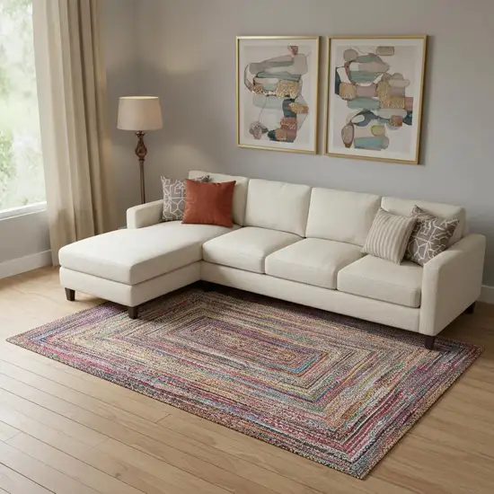 Rust Blue And Gold Geometric Washable Area Rug With UV Protection Photo 2