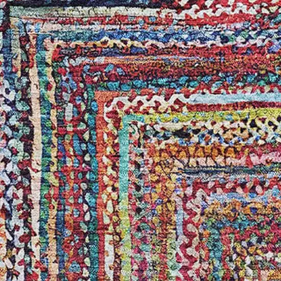 Rust Blue And Gold Geometric Washable Area Rug With UV Protection Photo 2