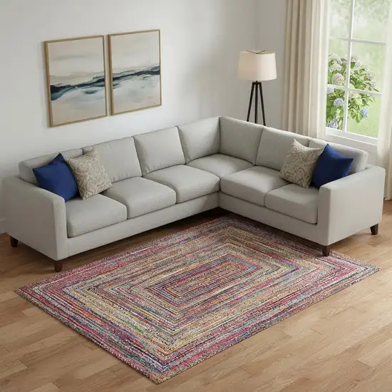 Rust Blue And Gold Geometric Washable Area Rug With UV Protection Photo 2