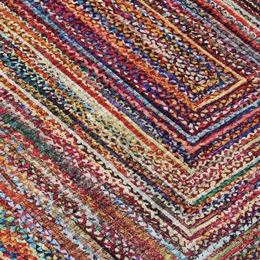 Rust Blue And Gold Geometric Washable Indoor Outdoor Area Rug Photo 8