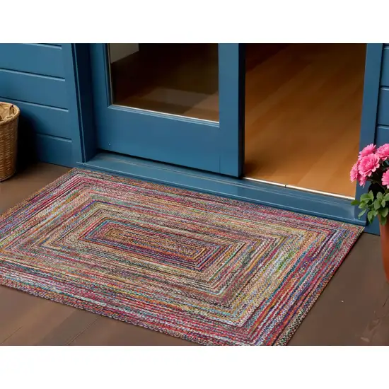 Rust Blue And Gold Geometric Washable Indoor Outdoor Area Rug Photo 2