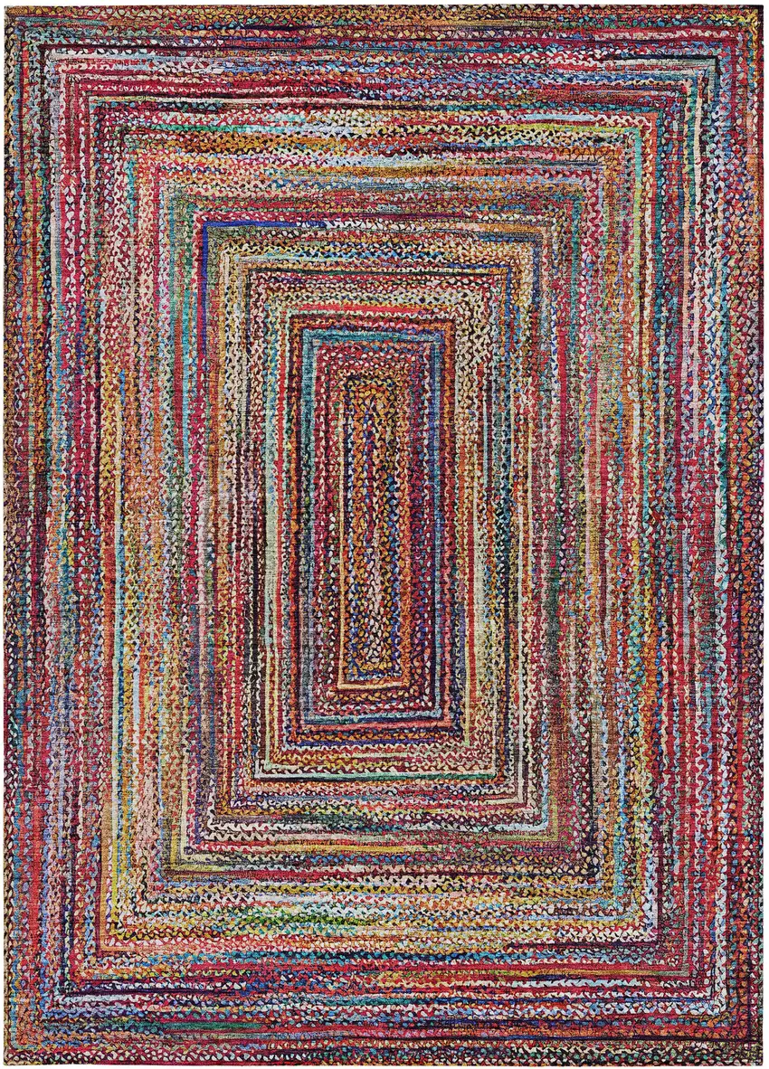 Rust Blue And Gold Geometric Washable Indoor Outdoor Area Rug Photo 5