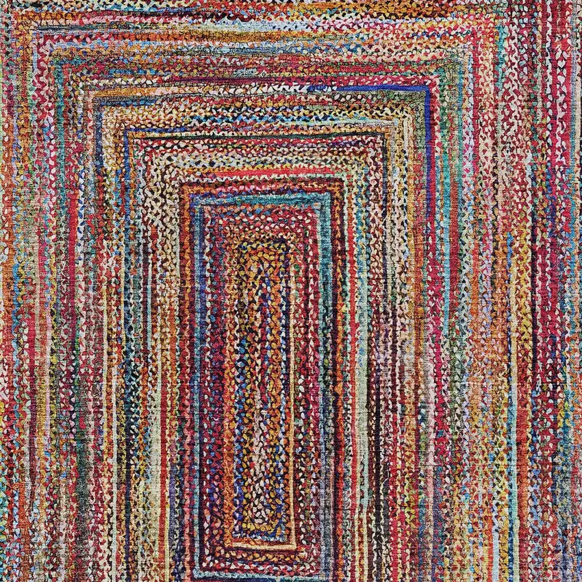 Rust Blue And Gold Geometric Washable Indoor Outdoor Area Rug Photo 5