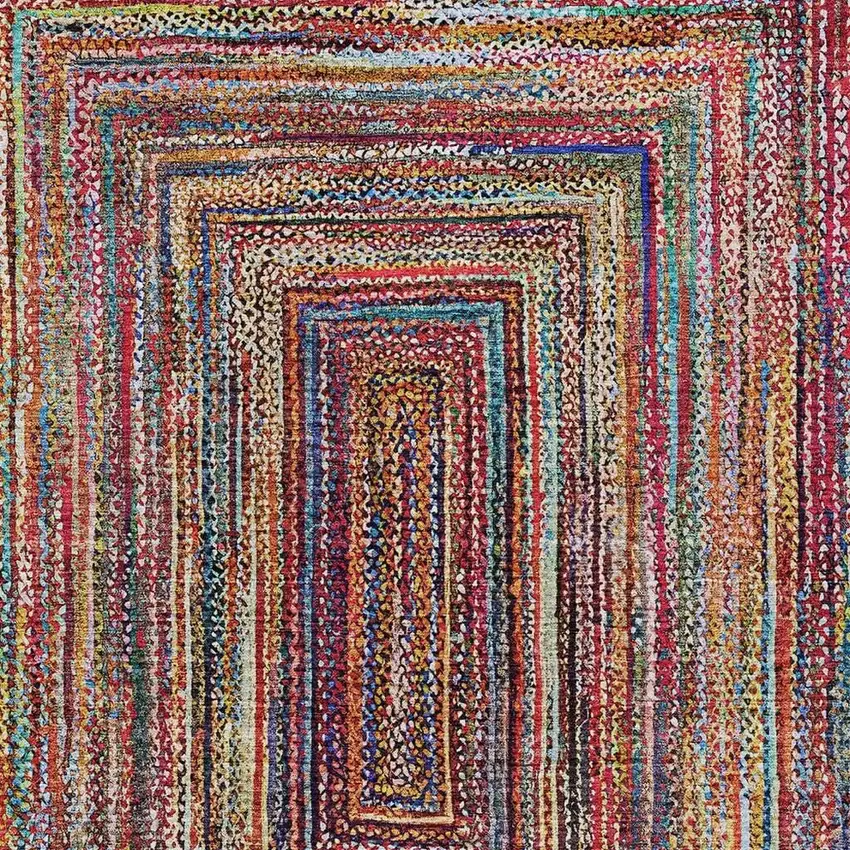 Rust Blue And Gold Geometric Washable Indoor Outdoor Area Rug Photo 3