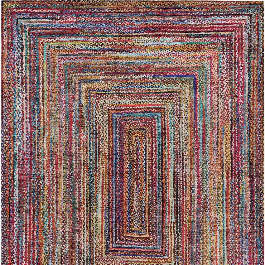 Rust Blue And Gold Geometric Washable Indoor Outdoor Area Rug Photo 7