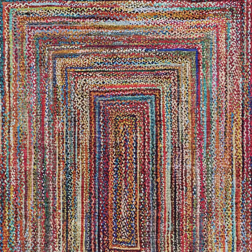 Rust Blue And Gold Geometric Washable Indoor Outdoor Area Rug Photo 6