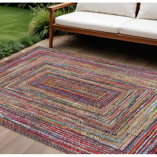 Rust Blue And Gold Geometric Washable Indoor Outdoor Area Rug Photo 2