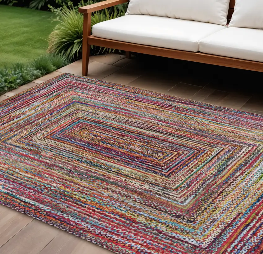 Rust Blue And Gold Geometric Washable Indoor Outdoor Area Rug Photo 2