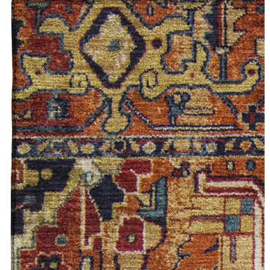Rust Blue And Gold Oriental Washable Area Rug With UV Protection Photo 3