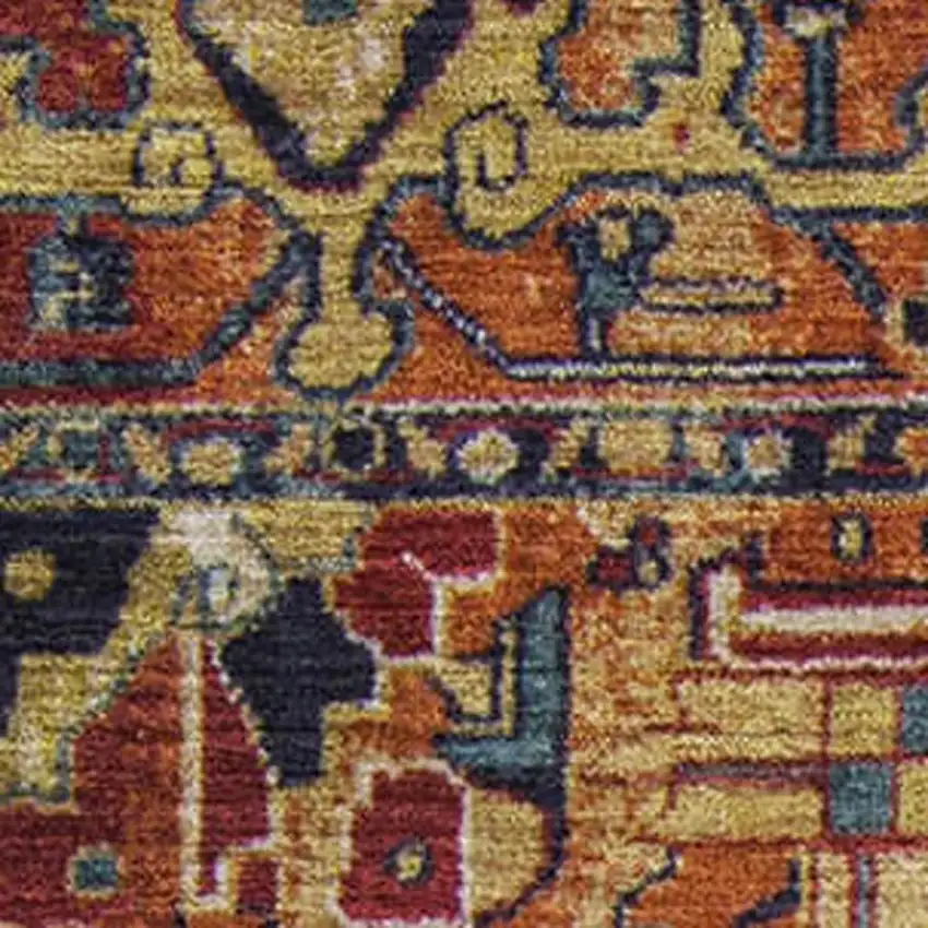 Rust Blue And Gold Oriental Washable Area Rug With UV Protection Photo 3