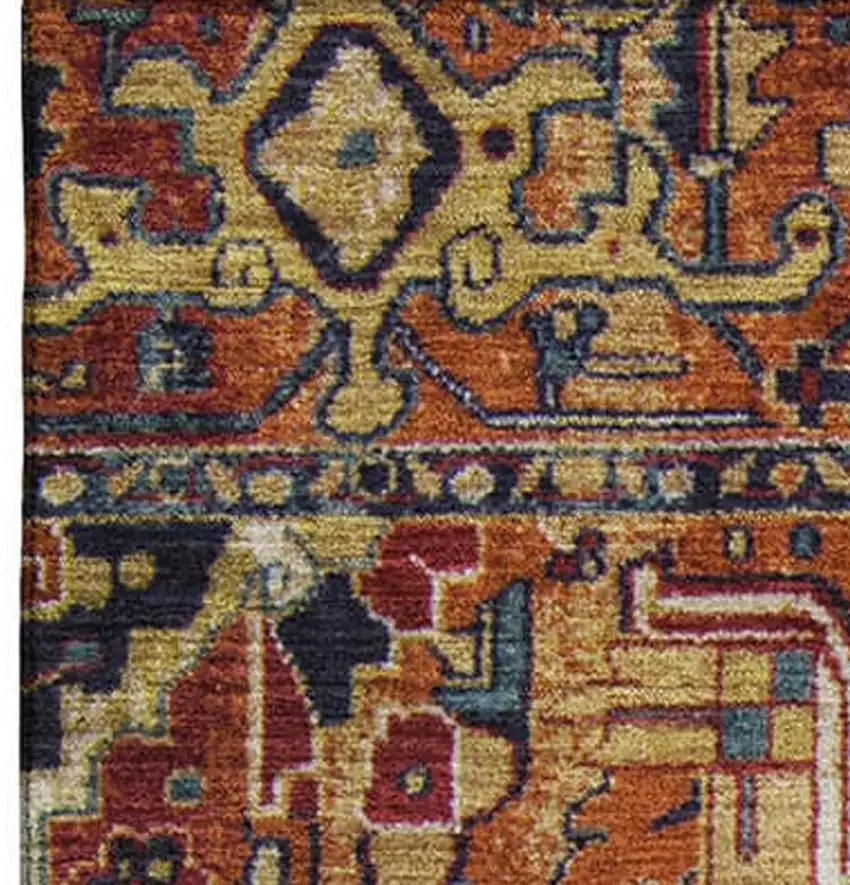 Rust Blue And Gold Oriental Washable Area Rug With UV Protection Photo 4