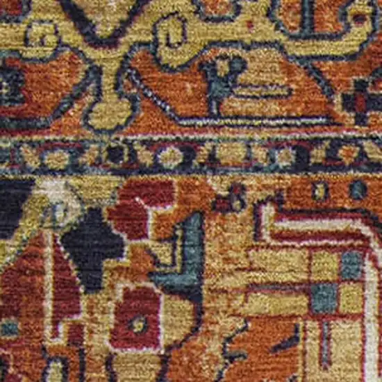 Rust Blue And Gold Oriental Washable Area Rug With UV Protection Photo 3