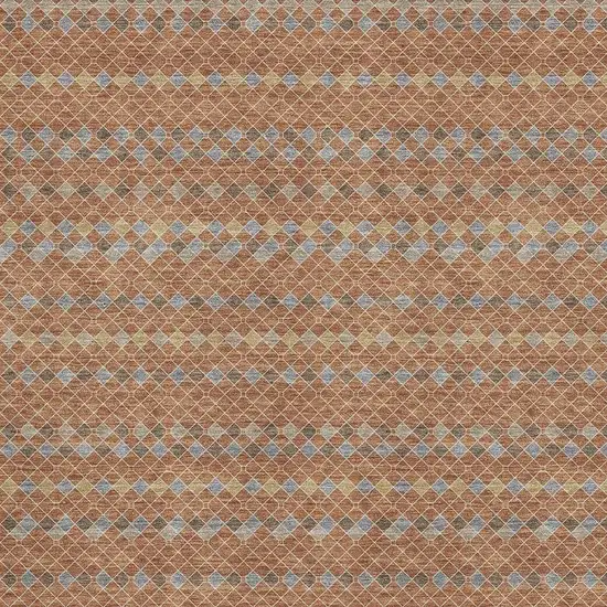 Rust Blue And Gold Striped Washable Area Rug With UV Protection Photo 2
