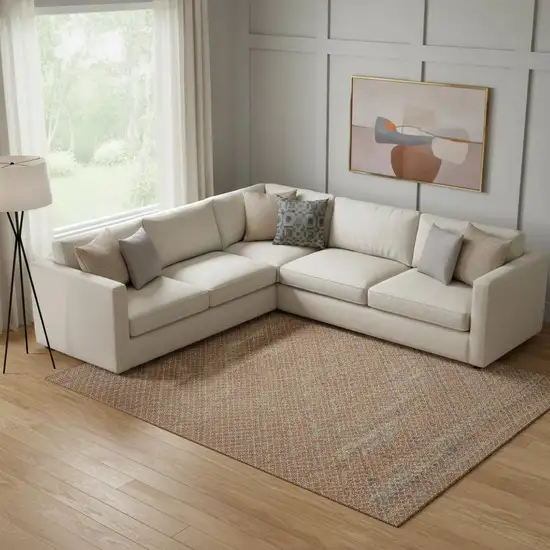 Rust Blue And Gold Striped Washable Area Rug With UV Protection Photo 2