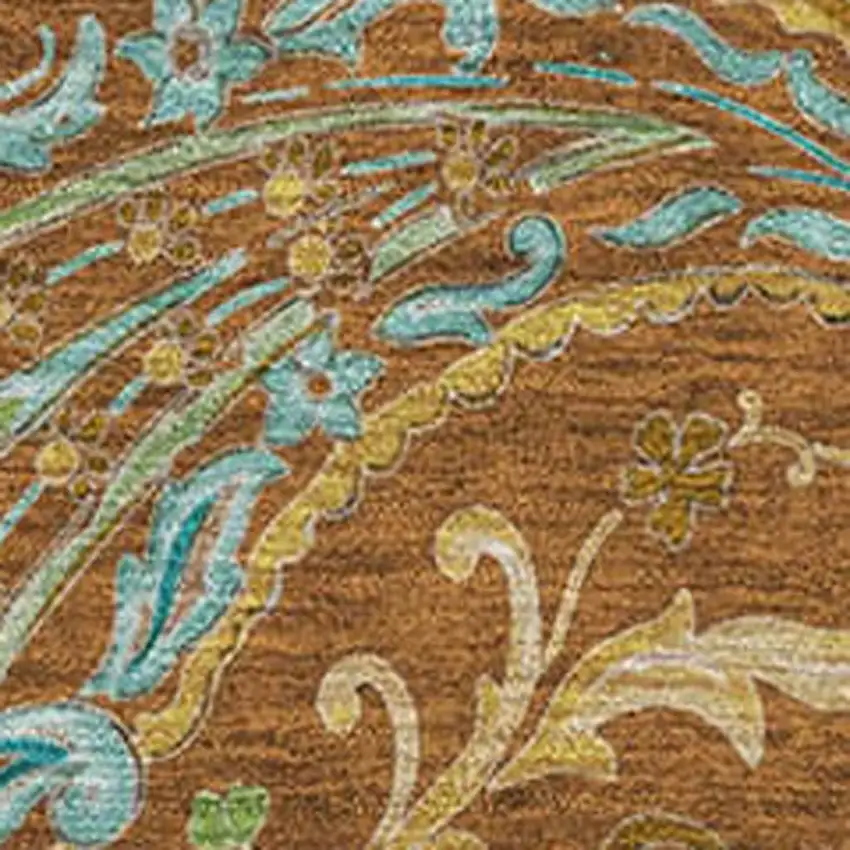 Rust Blue And Green Paisley Washable Area Rug With UV Protection Photo 4