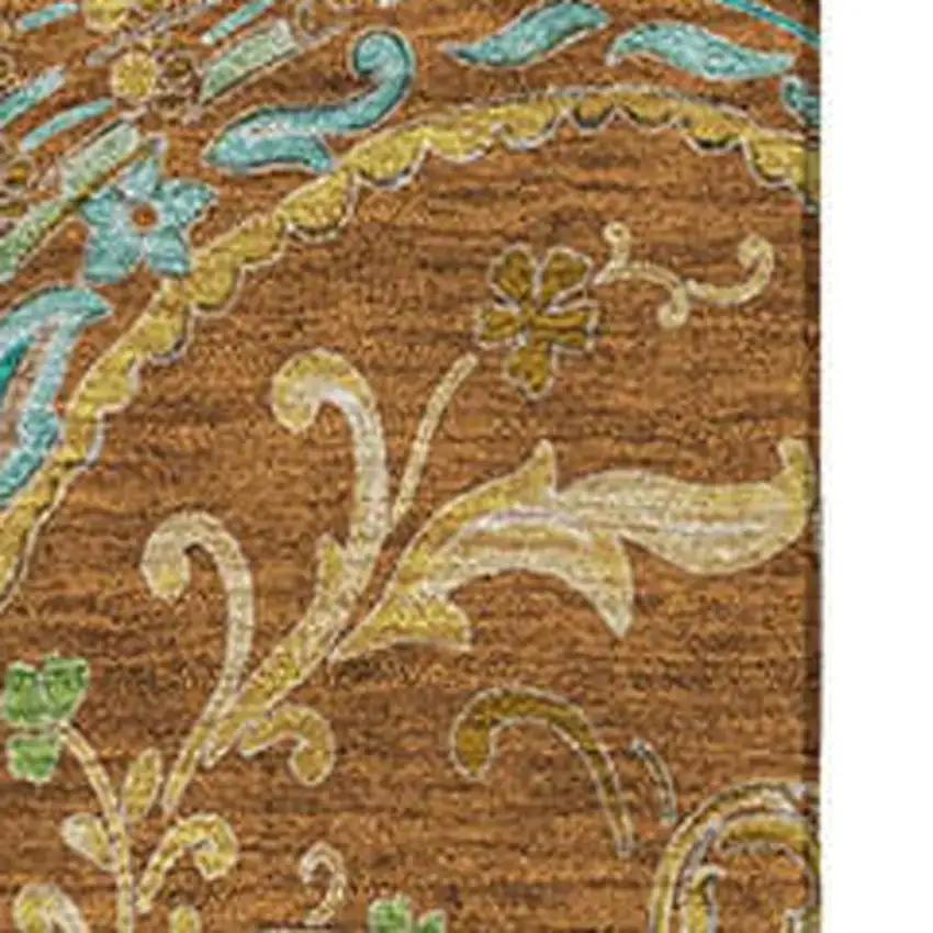 Rust Blue And Green Paisley Washable Area Rug With UV Protection Photo 3