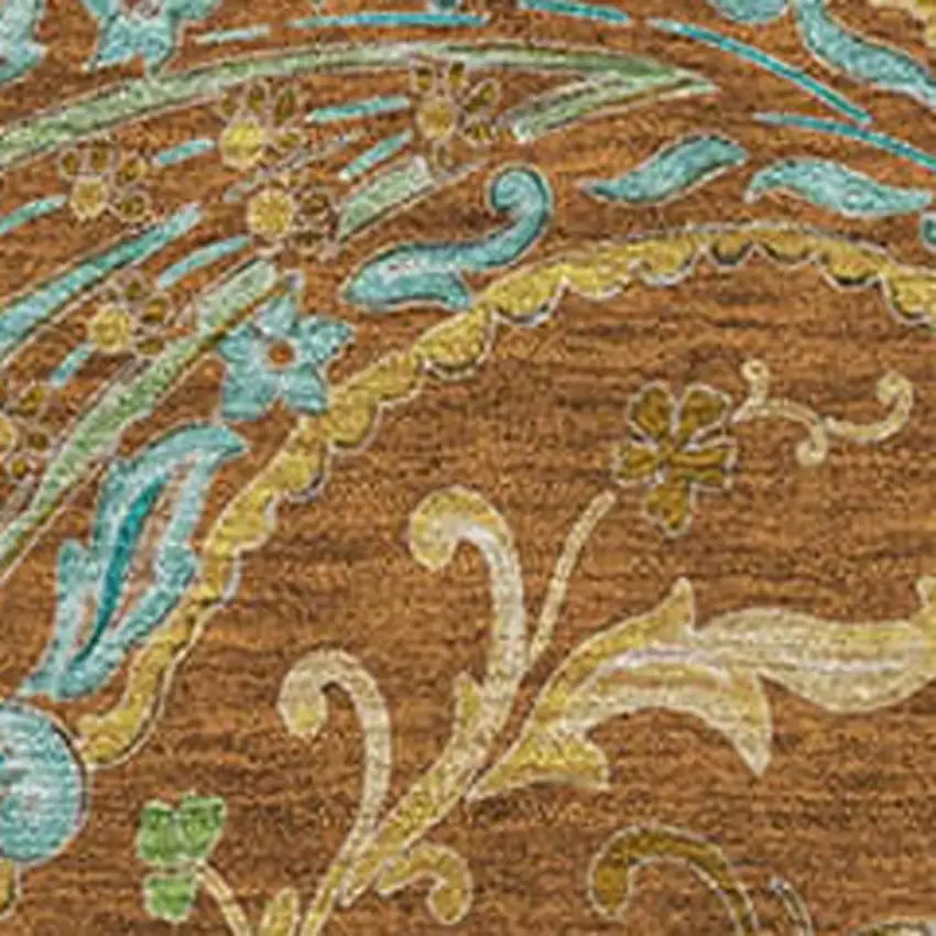 Rust Blue And Green Paisley Washable Area Rug With UV Protection Photo 3