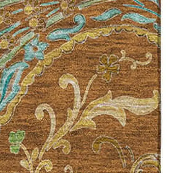 Rust Blue And Green Paisley Washable Area Rug With UV Protection Photo 3