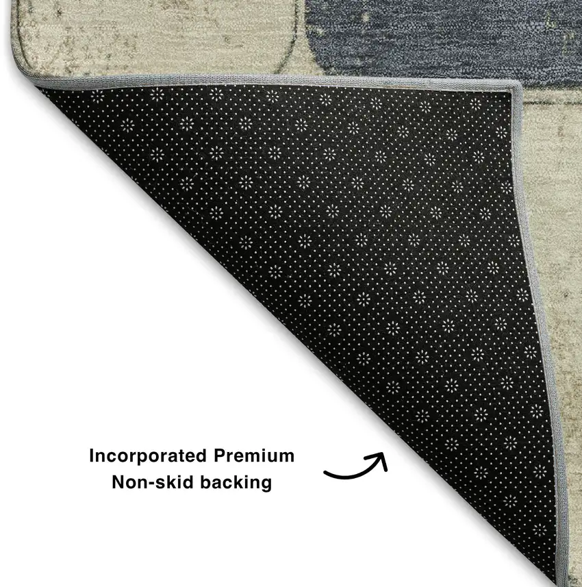 Rust Blue And Ivory Geometric Washable Area Rug With UV Protection Photo 7