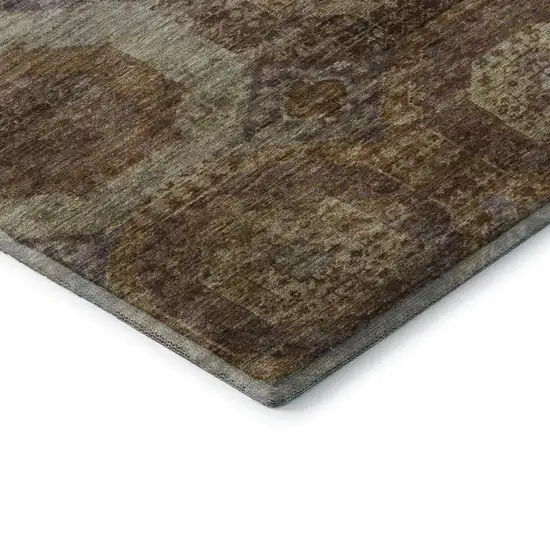 Rust Brown And Beige Abstract Geometric Washable Area Rug With UV Protection Photo 8