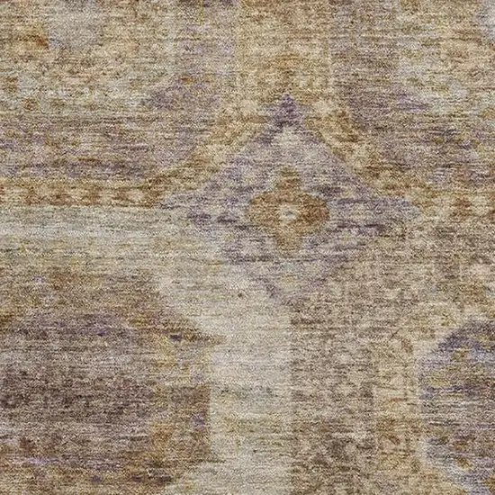 Rust Brown And Beige Abstract Geometric Washable Area Rug With UV Protection Photo 3