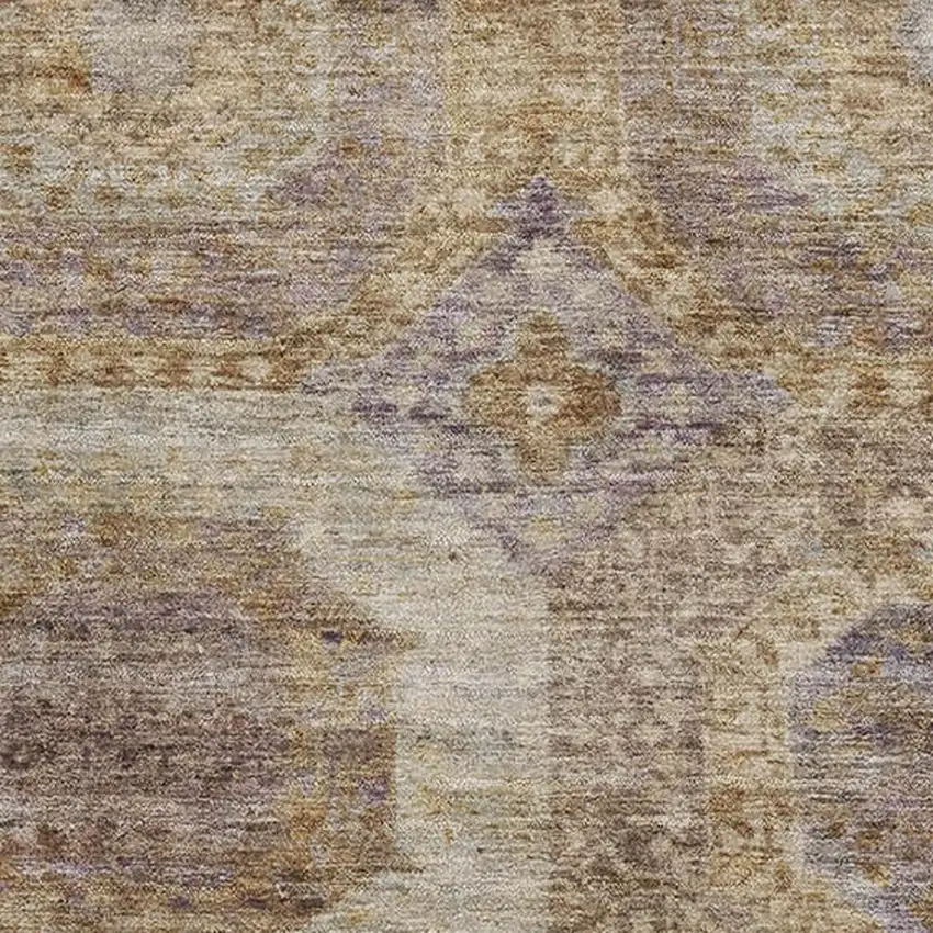 Rust Brown And Beige Abstract Geometric Washable Area Rug With UV Protection Photo 3