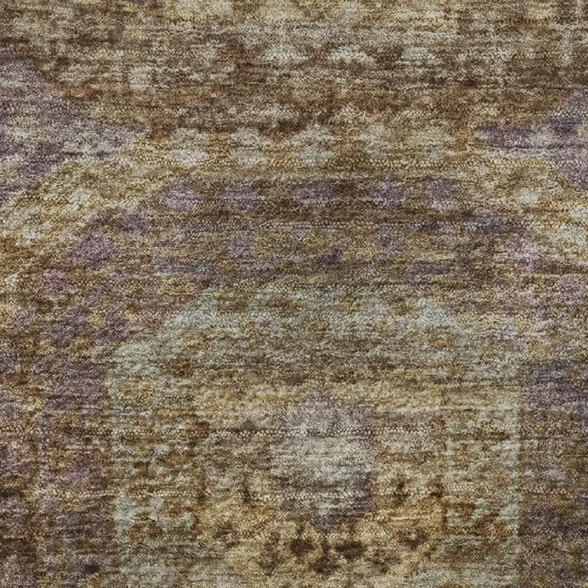 Rust Brown And Beige Abstract Geometric Washable Area Rug With UV Protection Photo 8