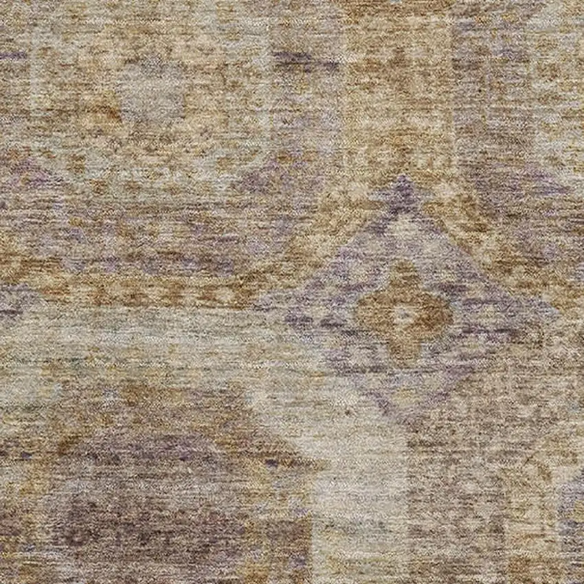 Rust Brown And Beige Abstract Geometric Washable Area Rug With UV Protection Photo 3