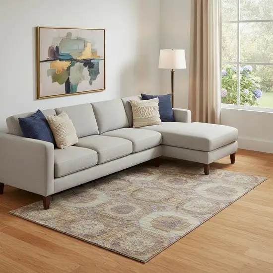 Rust Brown And Beige Abstract Geometric Washable Area Rug With UV Protection Photo 2