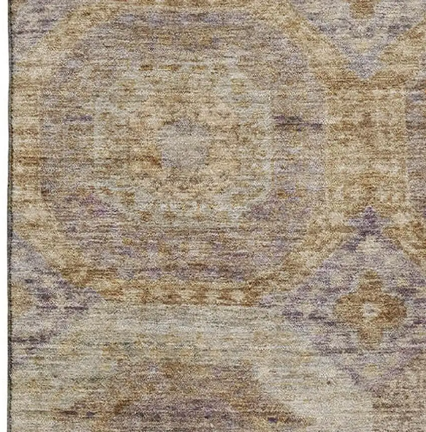 Rust Brown And Beige Abstract Geometric Washable Area Rug With UV Protection Photo 3