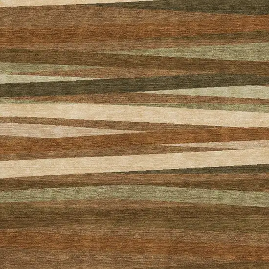 Rust Brown And Copper Striped Washable Area Rug With UV Protection Photo 2