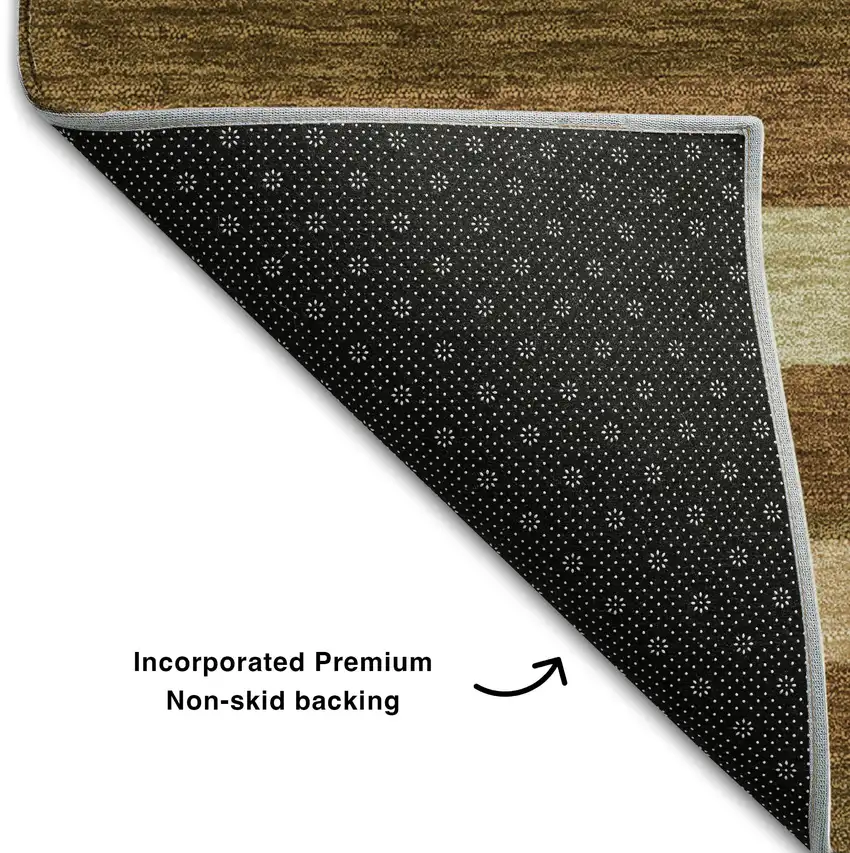 Rust Brown And Copper Striped Washable Area Rug With UV Protection Photo 6