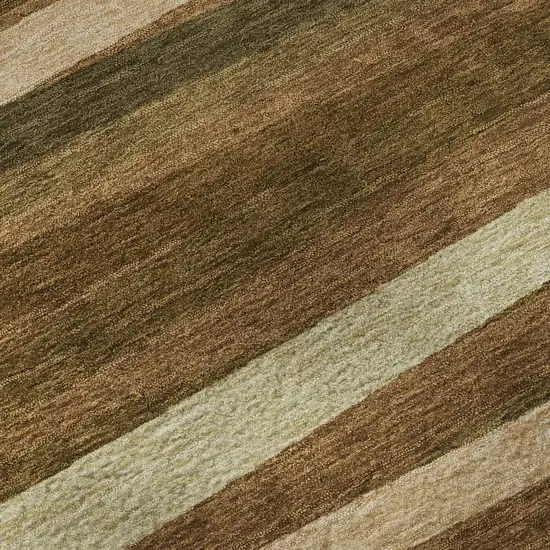 Rust Brown And Copper Striped Washable Area Rug With UV Protection Photo 9