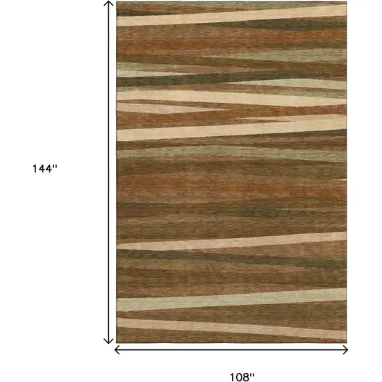 Rust Brown And Copper Striped Washable Area Rug With UV Protection Photo 9