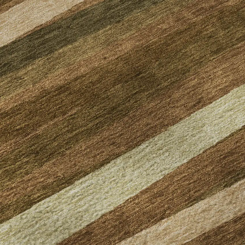 Rust Brown And Copper Striped Washable Area Rug With UV Protection Photo 8
