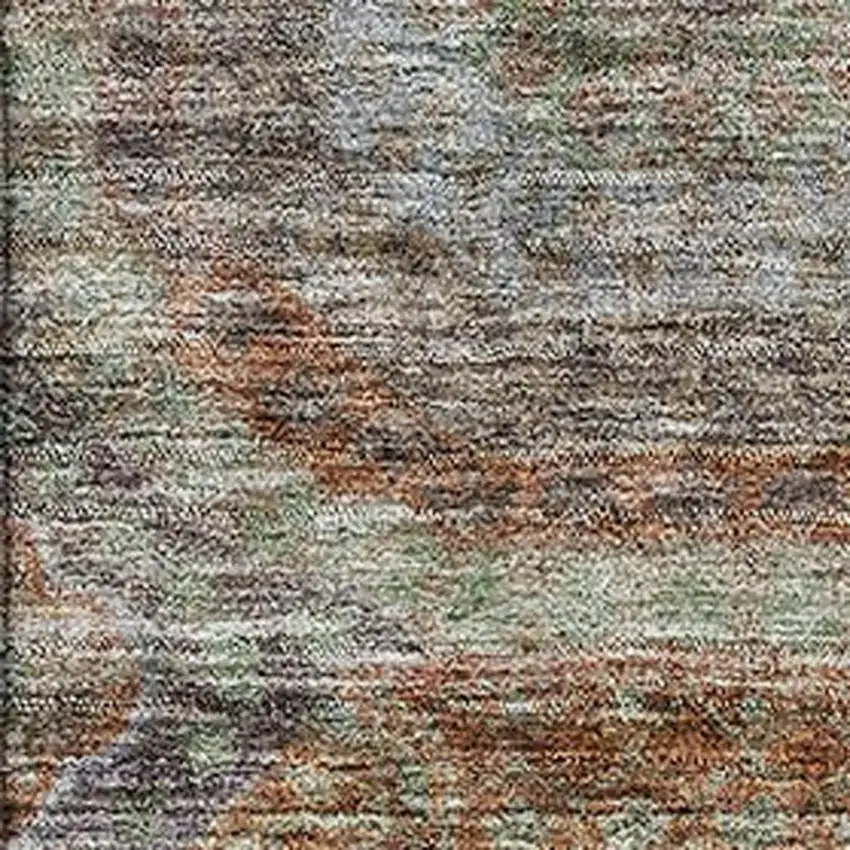 Rust Charcoal And Beige Geometric Washable Area Rug With UV Protection Photo 2