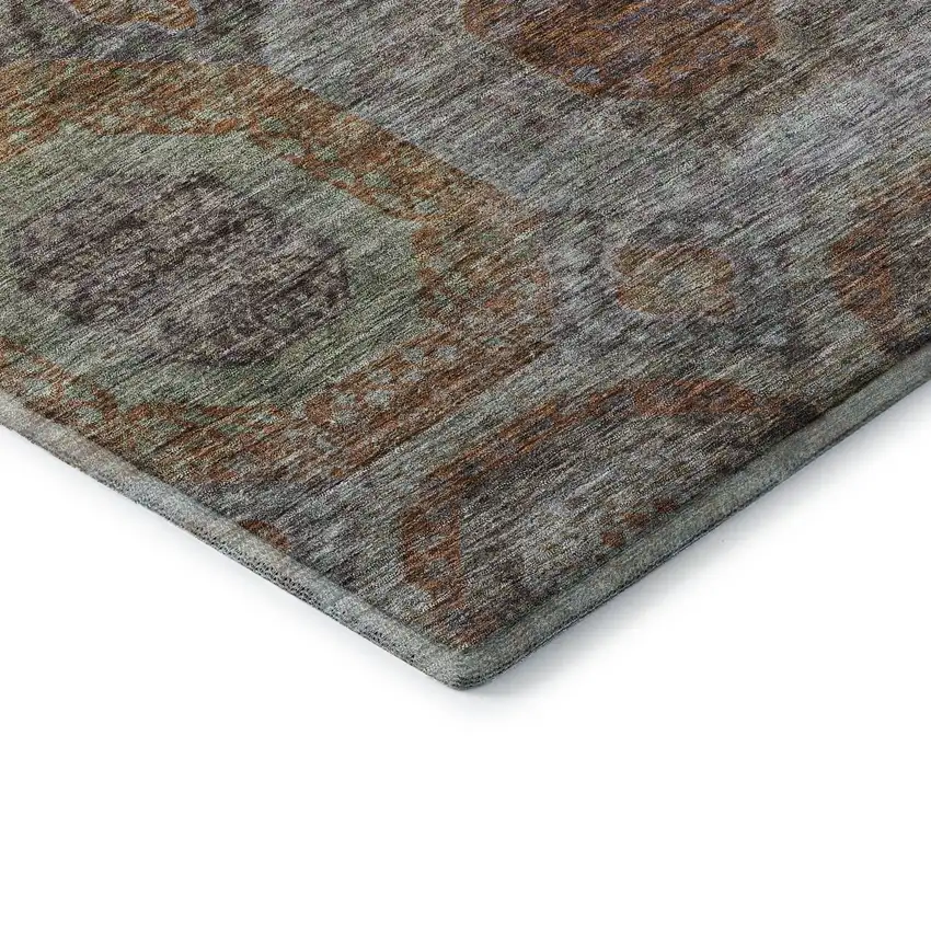 Rust Charcoal And Beige Geometric Washable Area Rug With UV Protection Photo 7