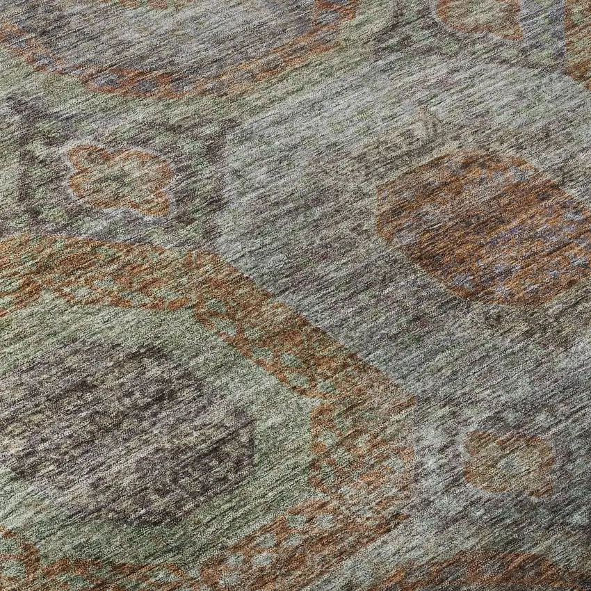 Rust Charcoal And Beige Geometric Washable Area Rug With UV Protection Photo 9