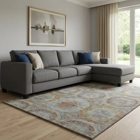 Rust Charcoal And Beige Geometric Washable Area Rug With UV Protection Photo 2