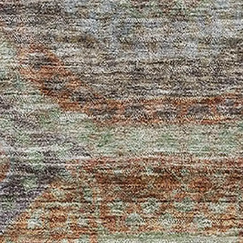 Rust Charcoal And Beige Geometric Washable Area Rug With UV Protection Photo 2