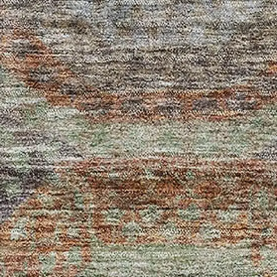 Rust Charcoal And Beige Geometric Washable Area Rug With UV Protection Photo 2