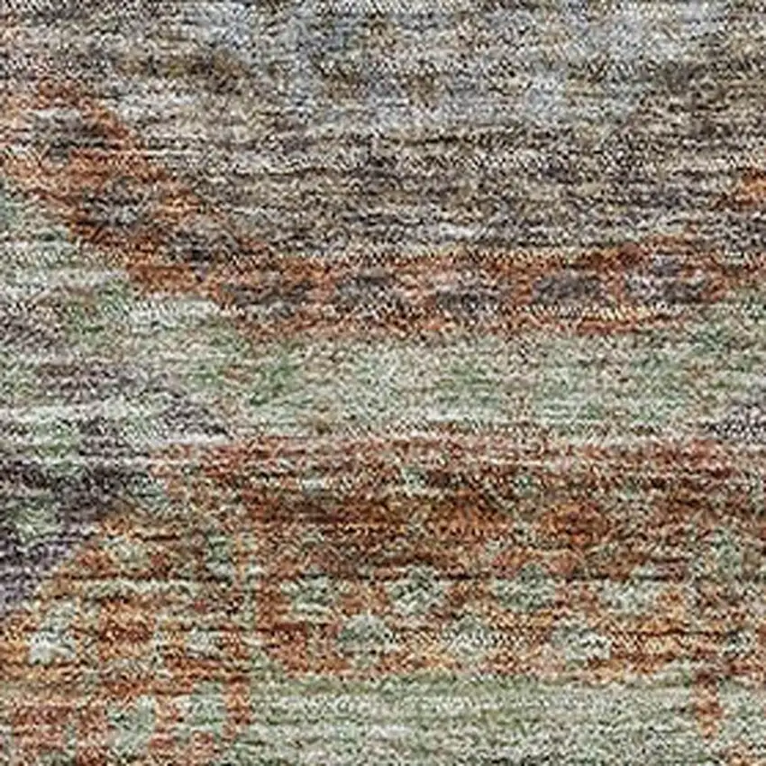 Rust Charcoal And Beige Geometric Washable Area Rug With UV Protection Photo 2