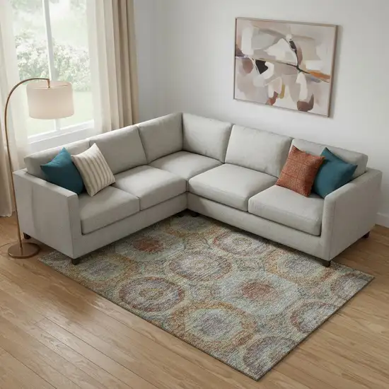 Rust Charcoal And Beige Geometric Washable Area Rug With UV Protection Photo 2