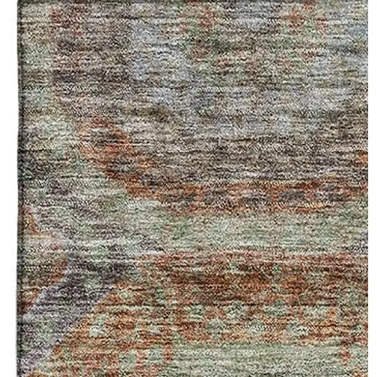 Rust Charcoal And Beige Geometric Washable Area Rug With UV Protection Photo 3