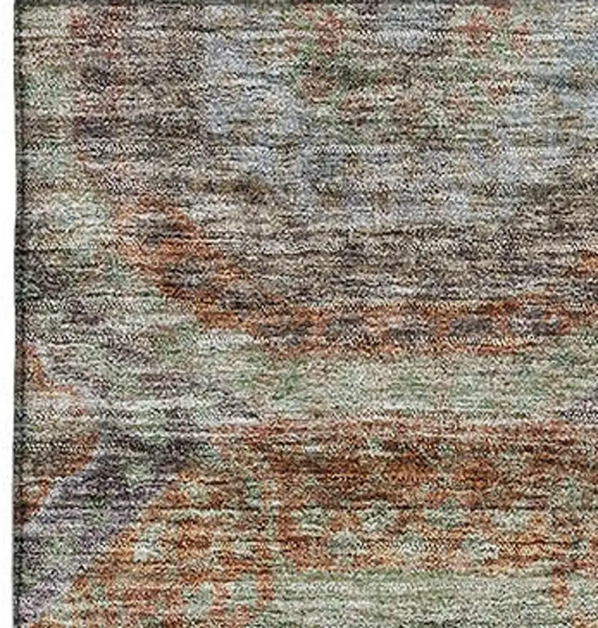 Rust Charcoal And Beige Geometric Washable Area Rug With UV Protection Photo 3