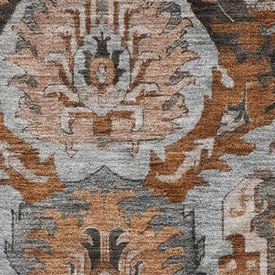 Rust Charcoal And Beige Ikat Washable Area Rug With UV Protection Photo 3