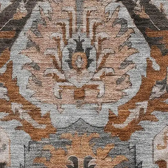 Rust Charcoal And Beige Ikat Washable Area Rug With UV Protection Photo 3